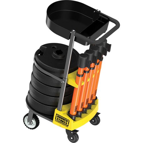 Chariot de transport avec plateau pour barri&egrave;re PLUS, 75' lo, M&eacute;tal, Orange Seaboard Timber Mart