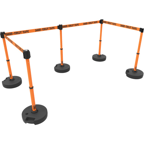 PLUS Barrier Post Set X5, Plastic, 42" H, Orange Tape, 15' Tape Length Seaboard Timber Mart