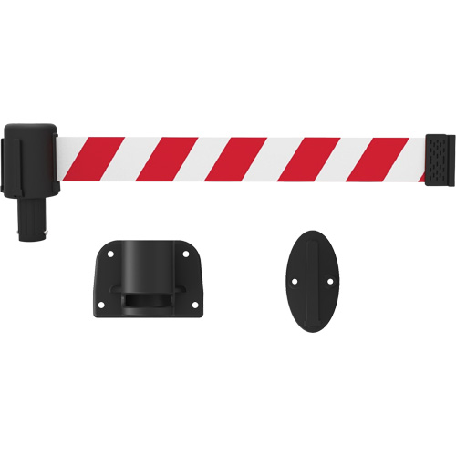 PLUS Wall Mount Barrier System, Plastic, Screw Mount, 15', Red and White Tape Seaboard Timber Mart