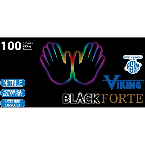 Gants jetables 34605 Forte, Petit, Nitrile, 6 mils, Sans poudre, Noir Seaboard Timber Mart