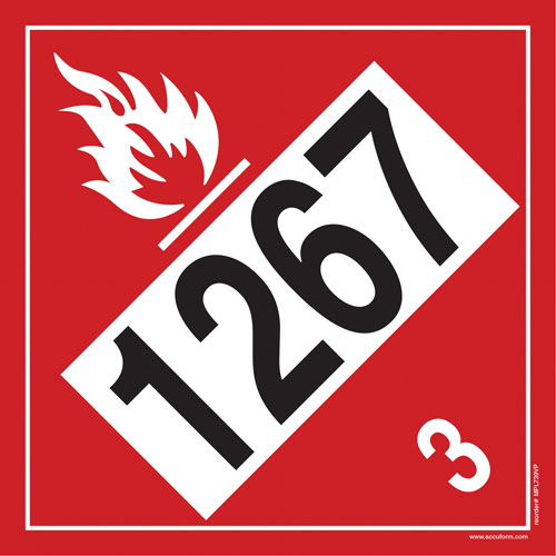 1267 Petroleum Crude Oil Flammable Liquid TDG Placard, Adhesive Vinyl Seaboard Timber Mart