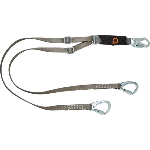 V-Series Tie-Back Lanyard, 6', Carabiner Center, Snap Hook Leg Ends, Polyester Seaboard Timber Mart