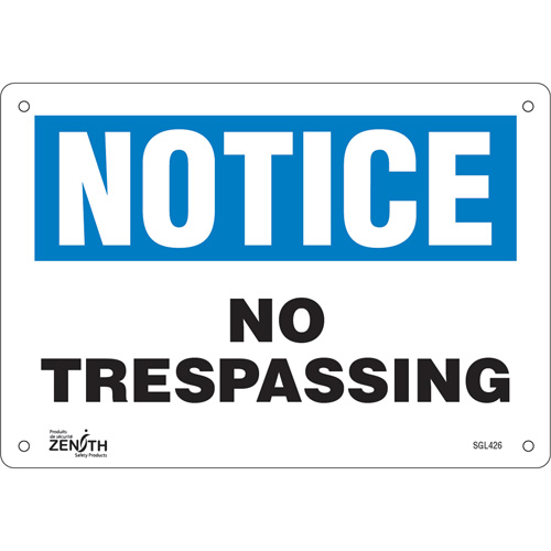 "No Trespassing" Sign, 7" x 10", Plastic, English Seaboard Timber Mart