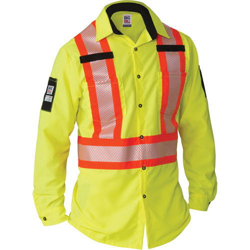 Chemise &agrave; manches longues haute visibilit&eacute; ind&eacute;chirable, Polyester, 2T-Grand (grande taille), Jaune lime haute visibilit&eacute; Seaboard Timber Mart