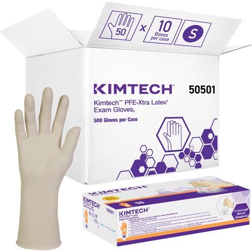 Gants m&eacute;dicaux Kimtech XTRA-PFE, Petit, Latex, 6 mils, Sans poudre, Blanc, Classe 2 Seaboard Timber Mart