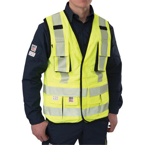 Ripstop Surveyor's Vest, High Visibility Lime-Yellow, Small, Polyester Seaboard Timber Mart