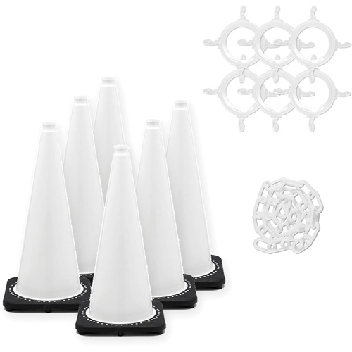 Traffic Cone & Chain Kit, 28", White Seaboard Timber Mart