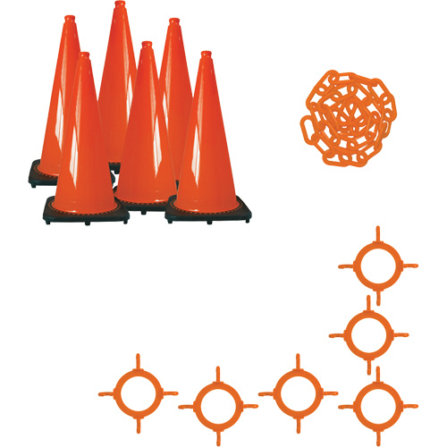 Traffic Cone & Chain Kit, 28", Orange Seaboard Timber Mart