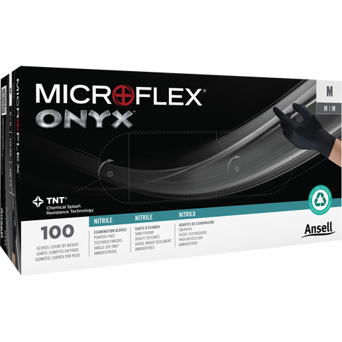 Onyx&reg; Gloves, Small, Nitrile, 3.5-mil, Powder-Free, Black Seaboard Timber Mart