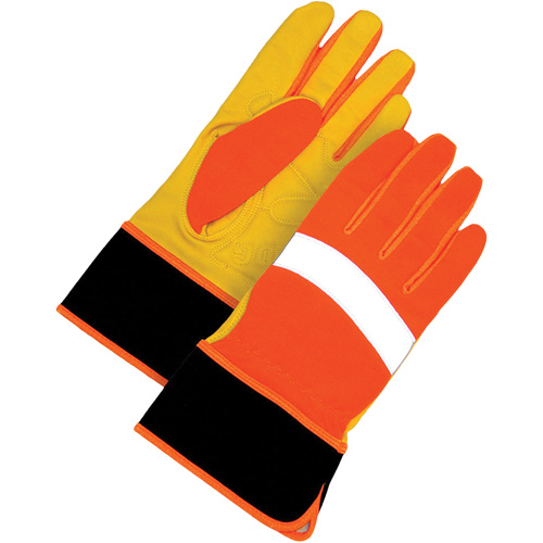 High Visibility Gloves, Size Large, Grain Leather Palm Seaboard Timber Mart