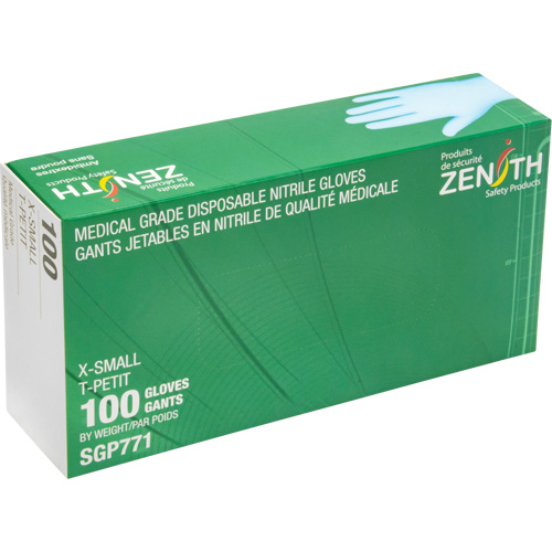 Puncture-Resistant Medical-Grade Disposable Gloves, X-Small, Nitrile, 4.5-mil, Powder-Free, Blue, Class 2 Seaboard Timber Mart