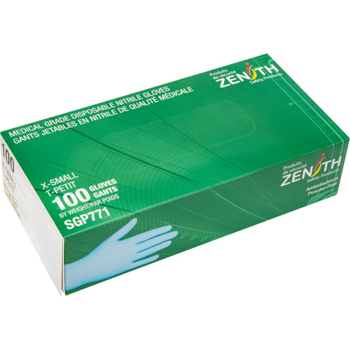 Puncture-Resistant Medical-Grade Disposable Gloves, X-Small, Nitrile, 4.5-mil, Powder-Free, Blue, Class 2 Seaboard Timber Mart