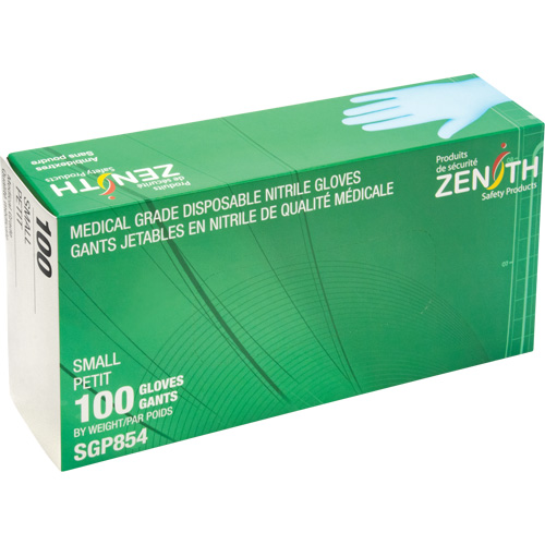 Gants jetables de calibre m&eacute;dical r&eacute;sistants &agrave; la perforation, Petit, Nitrile, 3,5 mils, Sans poudre, Bleu, Classe 2 Seaboard Timber Mart