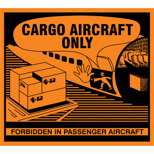 "Cargo Aircraft Only" Handling Labels, 4-3/4" L x 4-1/4" W, Orange Seaboard Timber Mart