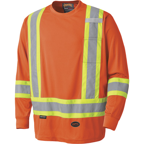 6995 High-Visibility Long Sleeved Shirt, Polyester, X-Small, High Visibility Orange Seaboard Timber Mart