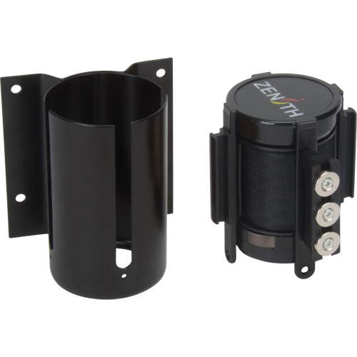 Barri&egrave;re &agrave; fixation murale avec ruban magn&eacute;tique, Acier, Fixation par vis, 12', Ruban Noir Seaboard Timber Mart