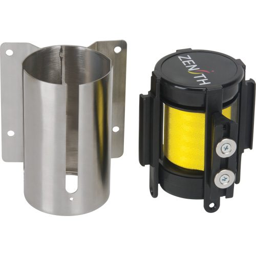 Wall Mount Barrier with Magnetic Tape, Steel, Screw Mount, 7', Yellow Tape Seaboard Timber Mart