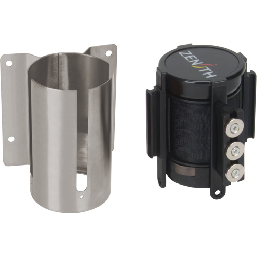 Barri&egrave;re &agrave; fixation murale avec ruban magn&eacute;tique, Acier, Fixation par vis, 12', Ruban Noir Seaboard Timber Mart