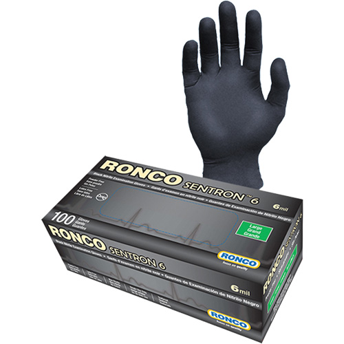 Sentron 6 Disposable Examination Gloves, Small, Nitrile, 6-mil, Powder-Free, Black, Class 2 Seaboard Timber Mart