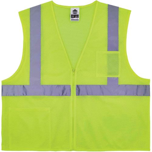 Gilet de s&eacute;curit&eacute; auto-extinguible GloWear 8256Z, Jaune lime haute visibilit&eacute;, Moyen/Petit, Polyester Seaboard Timber Mart