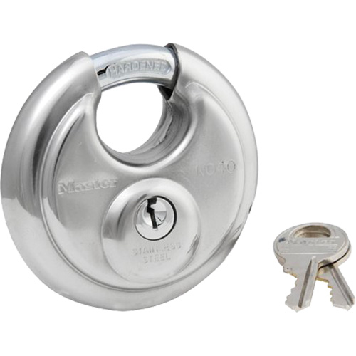 Cadenas &agrave; arceau prot&eacute;g&eacute;, Argent, Cl&eacute;s diff&eacute;rentes, Acier inoxydable, Largeur de 2-3/4" Seaboard Timber Mart