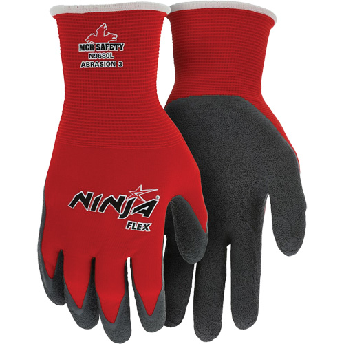 Ninja&reg; Flex Coated Gloves, Large, Rubber Latex Coating, 15 Gauge, Nylon Shell Seaboard Timber Mart