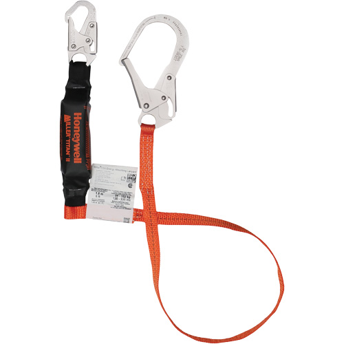 Titan Shock-Absorbing Lanyard, 6', Locking Rebar Hook Center, Locking Snap Hook Leg Ends, Polyester Seaboard Timber Mart
