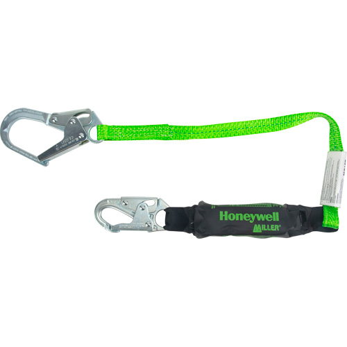 Miller&reg; HP Shock-Absorbing Lanyard, 4', Locking Rebar Hook Center, Locking Snap Hook Leg Ends, Polyester Seaboard Timber Mart