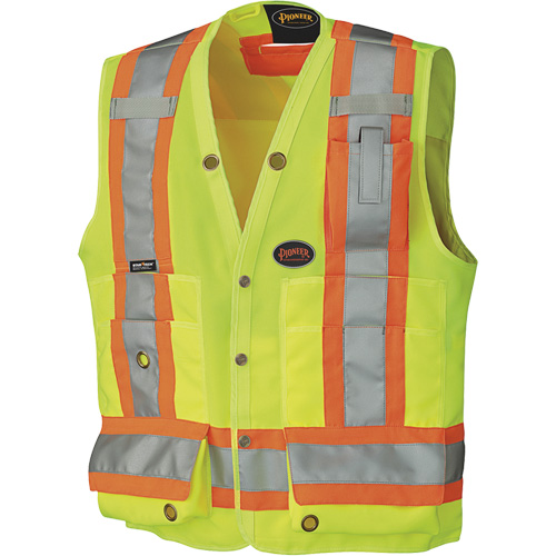 6693 Veste de s&eacute;curit&eacute; pour arpenteur, Jaune lime haute visibilit&eacute;, Grand, Polyester Seaboard Timber Mart