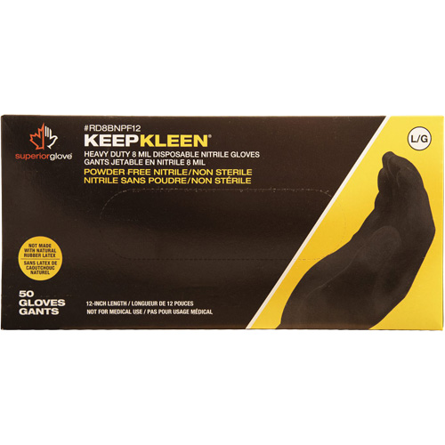 Gants jetables KeepKleen, Petit, Nitrile, 8 mils, Sans poudre, Noir Seaboard Timber Mart