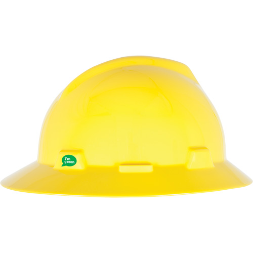 Casque de s&eacute;curit&eacute; &agrave; bord complet V-Gard GREEN avec fentes, R&eacute;pond aux normes CSA type 1, Suspension Rochet Seaboard Timber Mart