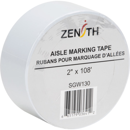 Aisle Marking Tape, 2" x 108', PVC, White Seaboard Timber Mart