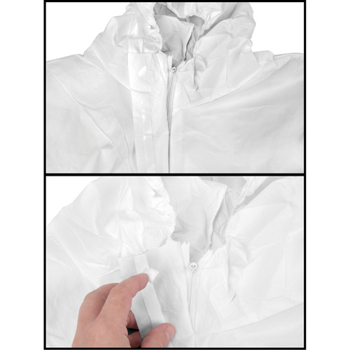 Hooded Coveralls, 4X-Large, White, SMS Seaboard Timber Mart