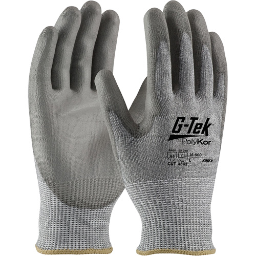 Gants r&eacute;sistants aux coupures G-Tek PolyKor, Taille Petit, Calibre 13, Rev&ecirc;tement Polyur&eacute;thane, Enveloppe en Poly&eacute;thyl&egrave;ne, ASTM ANSI niveau A4/EN 388 niveau 5/EN 388 niveau D Seaboard Timber Mart