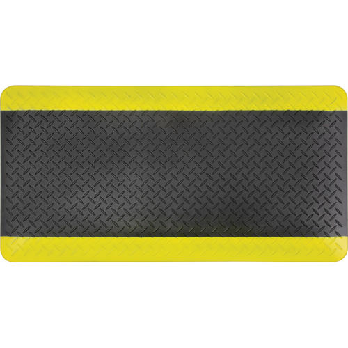Anti-Fatigue Matting, Diamond, 1-2/3' x 3-1/4' x 3/4", Black/Yellow, Polyurethane Seaboard Timber Mart
