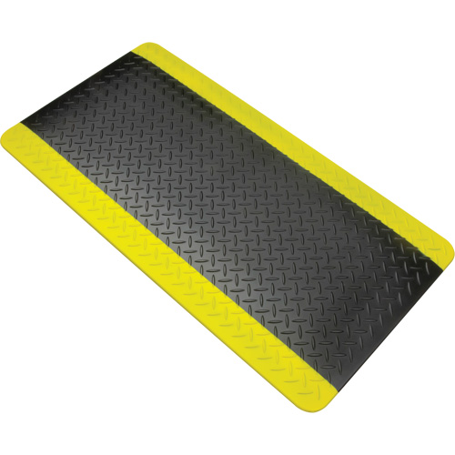 Anti-Fatigue Matting, Diamond, 1-2/3' x 3-1/4' x 3/4", Black/Yellow, Polyurethane Seaboard Timber Mart
