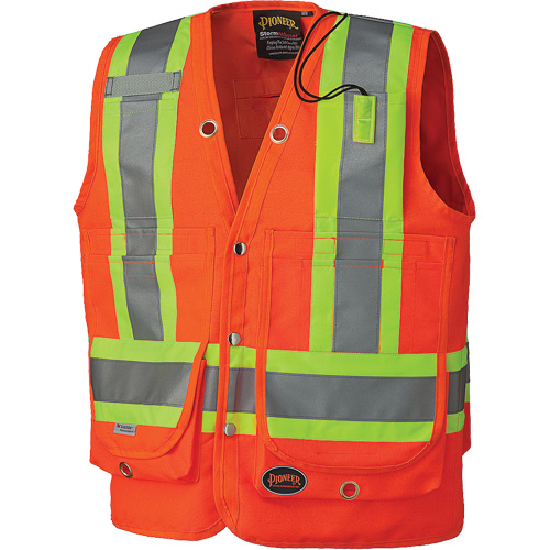 6697 Veste de s&eacute;curit&eacute; pour arpenteur, Orange haute visibilit&eacute;, Petit, Polyester Seaboard Timber Mart