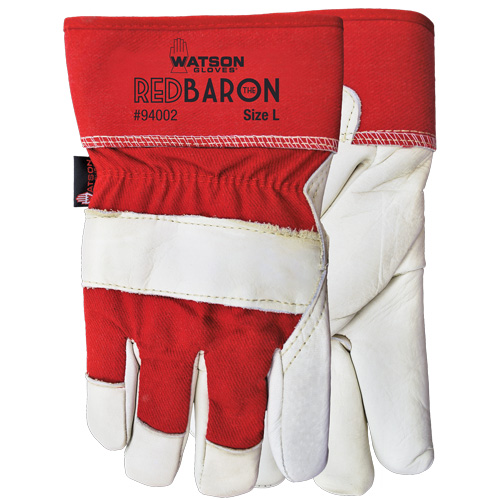 Gants d'ajusteur Red Baron, Grand, Paume en Cuir fleur de vache, Doublure en Tissu-laine Seaboard Timber Mart