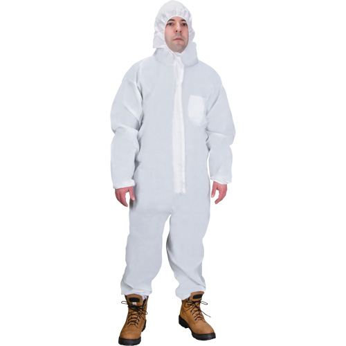 Hooded Coveralls, 4X-Large, White, SMS Seaboard Timber Mart