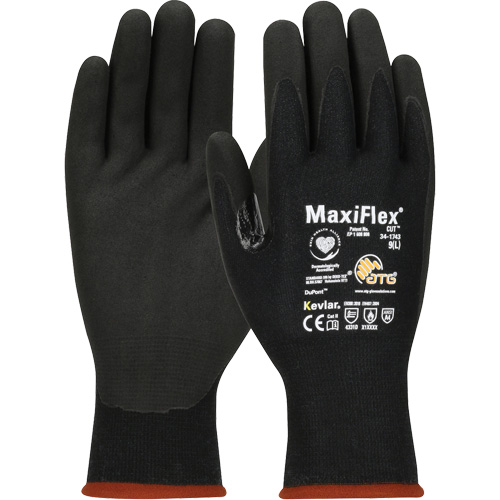 ATG MaxiFlex&reg; Cut Touchscreen Compatible Gloves, Size X-Small, 15 Gauge, Foam Nitrile Coated, Polyester/Kevlar&reg; Shell, ASTM ANSI Level A4/EN 388 Level 3/EN 388 Level D Seaboard Timber Mart