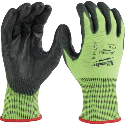 High Visibility Dipped Gloves, Size 2X-Large, 15 Gauge, Polyurethane Coated, Polyethylene Shell, ASTM ANSI Level A5 Seaboard Timber Mart