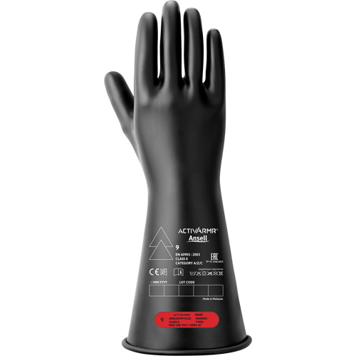 Electrical Insulating Gloves, ASTM Class 0, Size 10, 11" L Seaboard Timber Mart