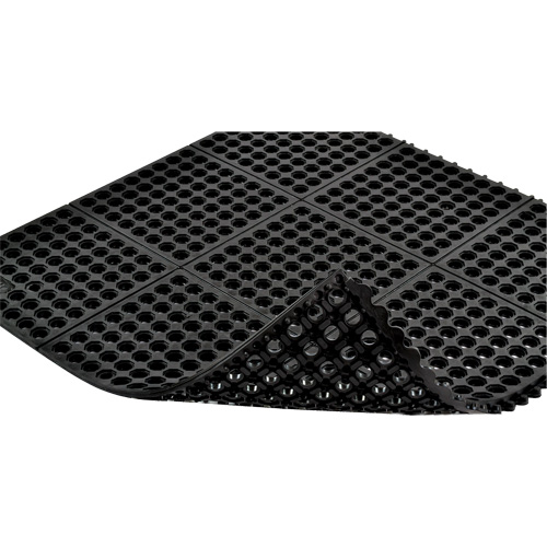 Cushion-Ease&reg; 550 Interlocking Anti-Fatigue Mat, Slotted, 3' x 3' x 3/4", Black, Rubber Seaboard Timber Mart