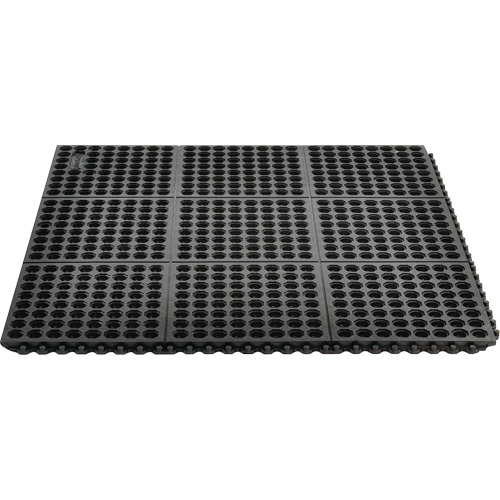 Cushion-Ease&reg; 550 Interlocking Anti-Fatigue Mat, Slotted, 3' x 3' x 3/4", Black, Rubber Seaboard Timber Mart