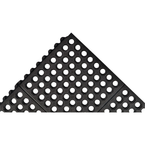 Cushion-Ease&reg; 550 Interlocking Anti-Fatigue Mat, Slotted, 3' x 3' x 3/4", Black, Rubber Seaboard Timber Mart