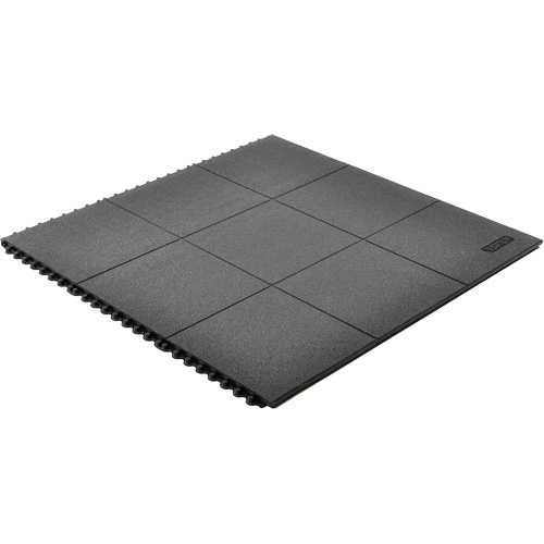 Cushion-Ease&reg; Interlocking Anti-Fatigue Mat, Pebbled, 3' x 3' x 3/4", Black, Natural Rubber Seaboard Timber Mart