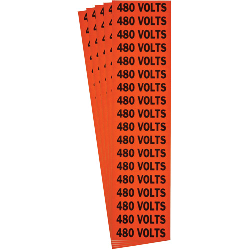"480 Volts" Conduit & Voltage Labels, 1/2" x 2-1/4", Cloth/Vinyl, English Seaboard Timber Mart