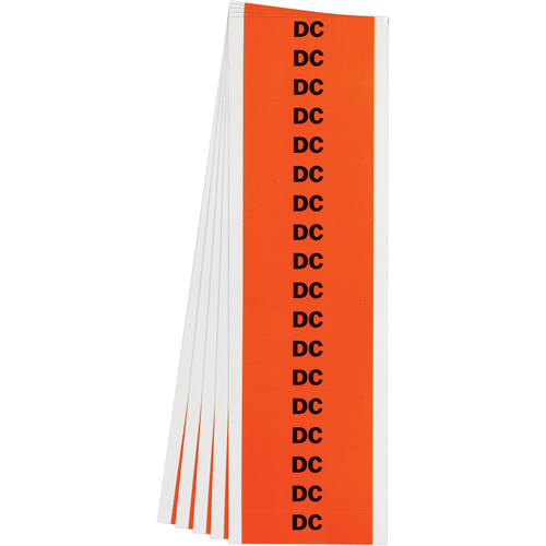 "DC" Conduit & Voltage Labels, 1/2" x 2-1/4", Cloth/Vinyl, English Seaboard Timber Mart
