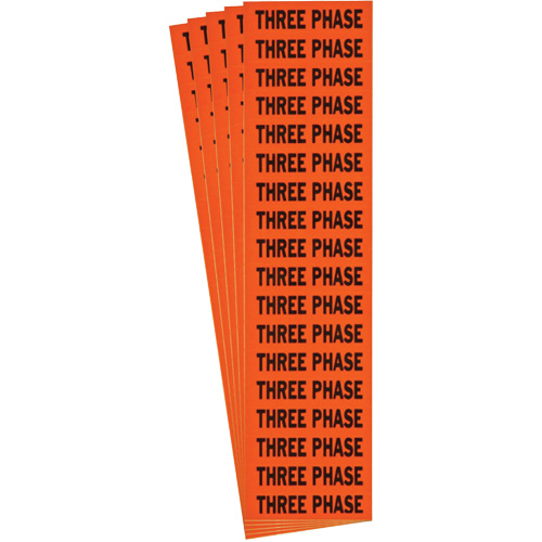 "Three Phase" Conduit & Voltage Labels, 1/2" x 2-1/4", Cloth/Vinyl, English Seaboard Timber Mart