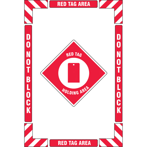 "Red Tag Holding Area" Floor Marking Kit, Adhesive, English with Pictogram Seaboard Timber Mart